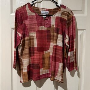 Alfred Dunner Pink and Brown Knit Top